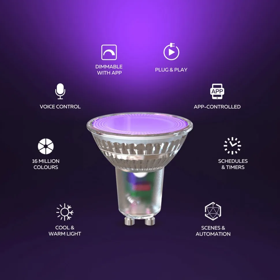 Calex Smart LED-pære Reflektor GU10 4,9W RGB CCT 5cm