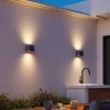 Calex udendørs LED-væglampe Potenza op/ned, IP44, sort/guld