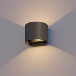 Calex udendørs LED-væglampe oval, op/ned, højde 10 cm, sort