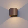 Calex udendørs LED-væglampe oval, op/ned, højde 10 cm, rustbrun