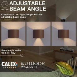 Calex udendørs LED-væglampe oval, op/ned, højde 10 cm, rustbrun