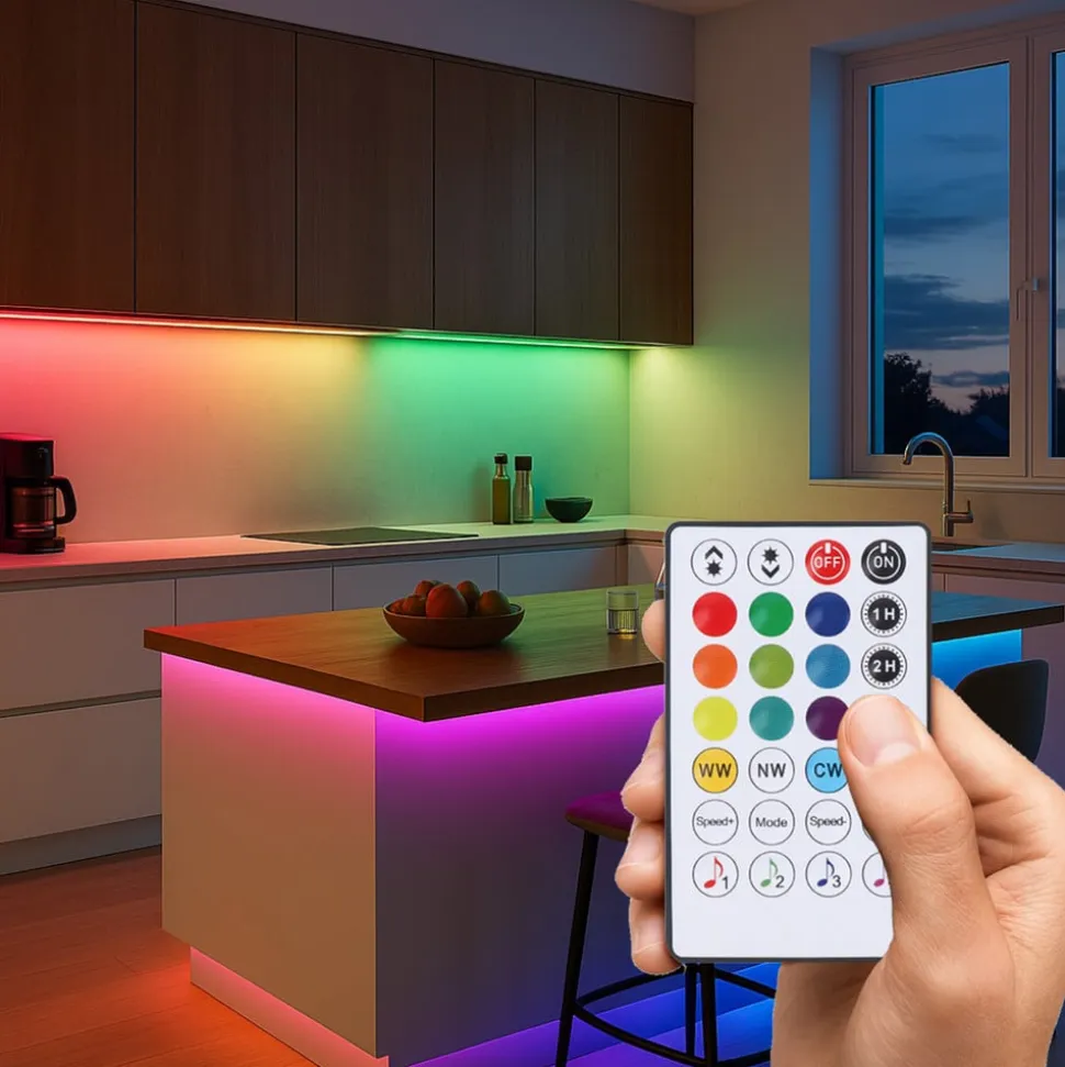 Calex Vista LED-strip, længde 30 m, RGB, CCT fjernbetjening
