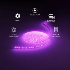 Calex Vista LED-strip, længde 10 m, RGB, CCT fjernbetjening