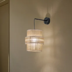 Calisto væglampe, jute, naturbrun, afbryder