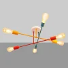 Cambridge loftlampe 6 lyskilder, orange-rød-turkis