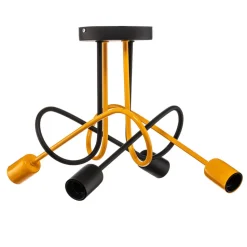 Cambridge loftlampe, 4 lyskilder, sort-orange