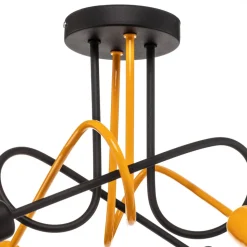 Cambridge loftlampe, 4 lyskilder, sort-orange