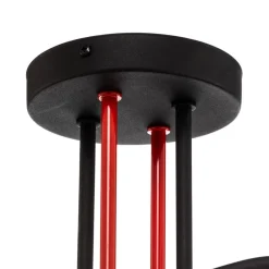 Cambridge loftlampe, 4 lyskilder, sort-rød
