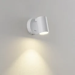 CAN TILT vægspot, hvid, Ø 10 cm, metal, afbryder, USB