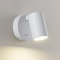 CAN TILT vægspot, hvid, Ø 10 cm, metal, afbryder, GU10