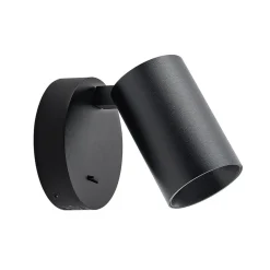 CAN TILT vægspot, sort, Ø 10 cm, metalkontakt USB