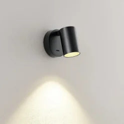 CAN TILT vægspot, sort, Ø 10 cm, metalkontakt USB