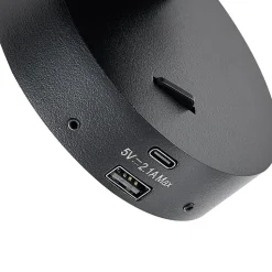 CAN TILT vægspot, sort, Ø 10 cm, metalkontakt USB