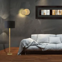 Cancelliere Rotonda chintz-gulvlampe sort/guld