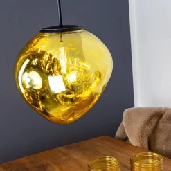 Canopus hængelampe, guldfarvet, Ø 36 cm, glas, E27