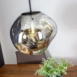 Canopus hængelampe, sølvfarvet, Ø 36 cm, glas, E27