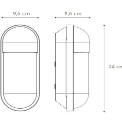 Capsule udendørs væglampe, klar/sort