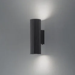 Carbon væglampe, sort, højde 20 cm, aluminium, 2 lyskilder.