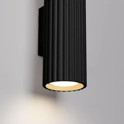 Carbon væglampe, sort, højde 20 cm, aluminium, 2 lyskilder.