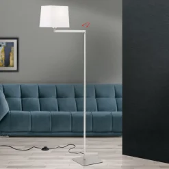 Carlton tekstilgulvlampe, mat nikkel