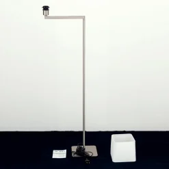 Carlton tekstilgulvlampe, mat nikkel