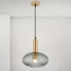 Carneval pendellampe, antik messing/røggrå, Ø 25 cm, glas