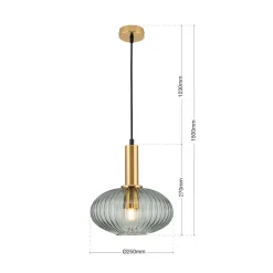 Carneval pendellampe, antik messing/røggrå, Ø 25 cm, glas