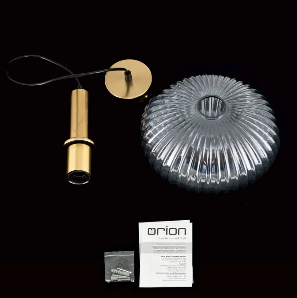 Carneval pendellampe, antik messing/røggrå, Ø 25 cm, glas