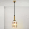 Carneval pendellampe, antik messing/amber, Ø 14 cm, glas