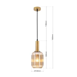 Carneval pendellampe, antik messing/amber, Ø 14 cm, glas