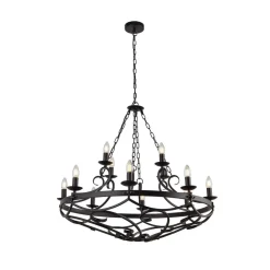 Cartwheel III lysekrone, 12 lyskilder, Ø 89 cm, sort, metal