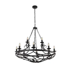 Cartwheel III lysekrone, 12 lyskilder, Ø 89 cm, sort, metal