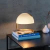 Cato retro-bordlampe med skærm af mælkeglas, hvid
