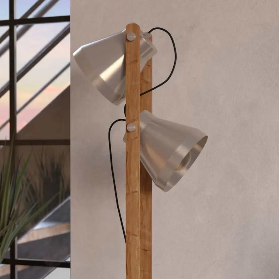 Cawton gulvlampe, højde 134,5 cm, stål/brun, 2 lyskilder i stål