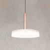 Celeste LED-hængelampe, hvid/brun, Ø 22 cm, glas, dæmpbar