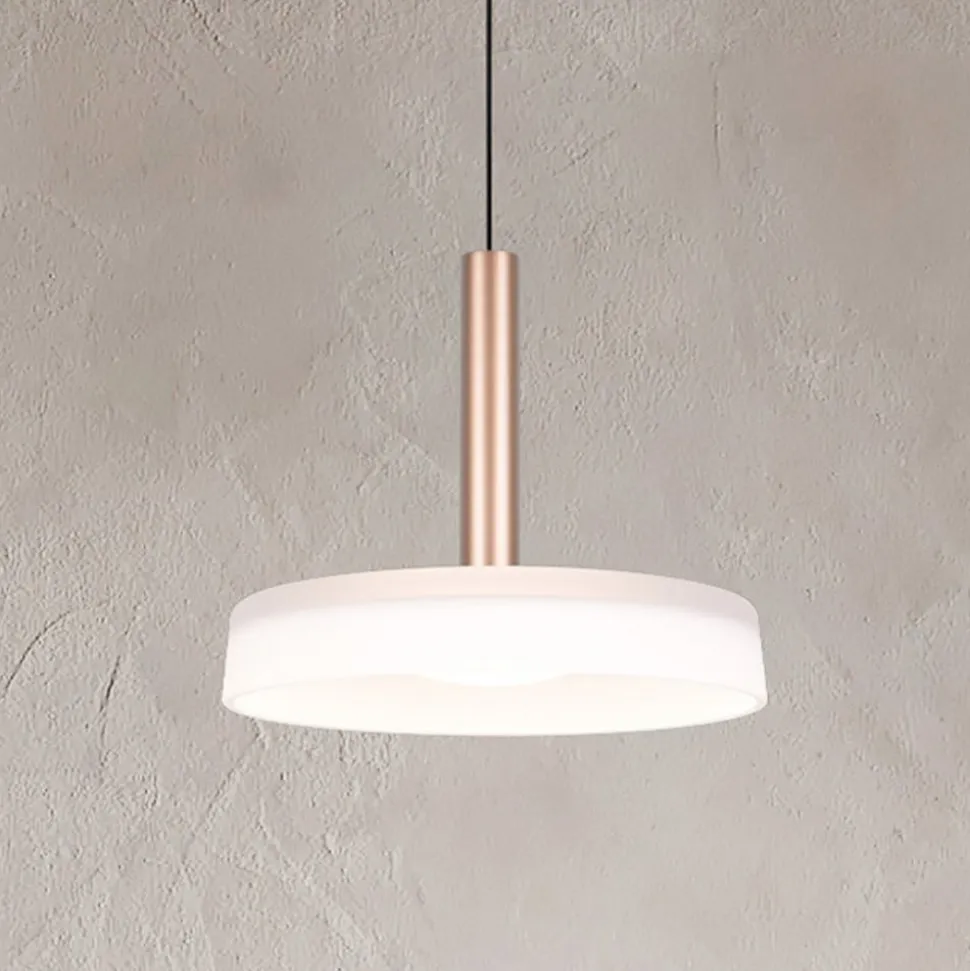 Celeste LED-hængelampe, hvid/brun, Ø 22 cm, glas, dæmpbar