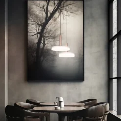 Celeste LED-hængelampe, hvid/brun, Ø 22 cm, glas, dæmpbar