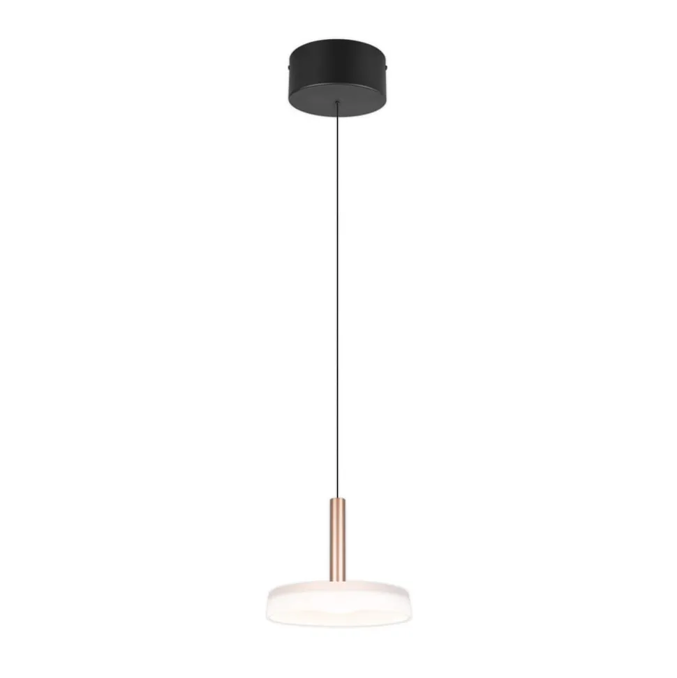Celeste LED-hængelampe, hvid/brun, Ø 22 cm, glas, dæmpbar