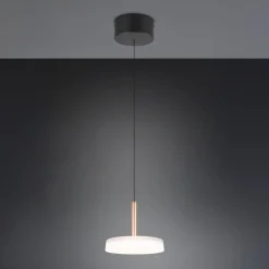 Celeste LED-hængelampe, hvid/brun, Ø 22 cm, glas, dæmpbar