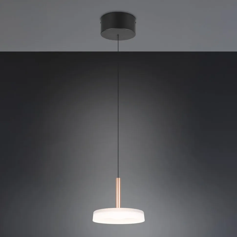Celeste LED-hængelampe, hvid/brun, Ø 22 cm, glas, dæmpbar