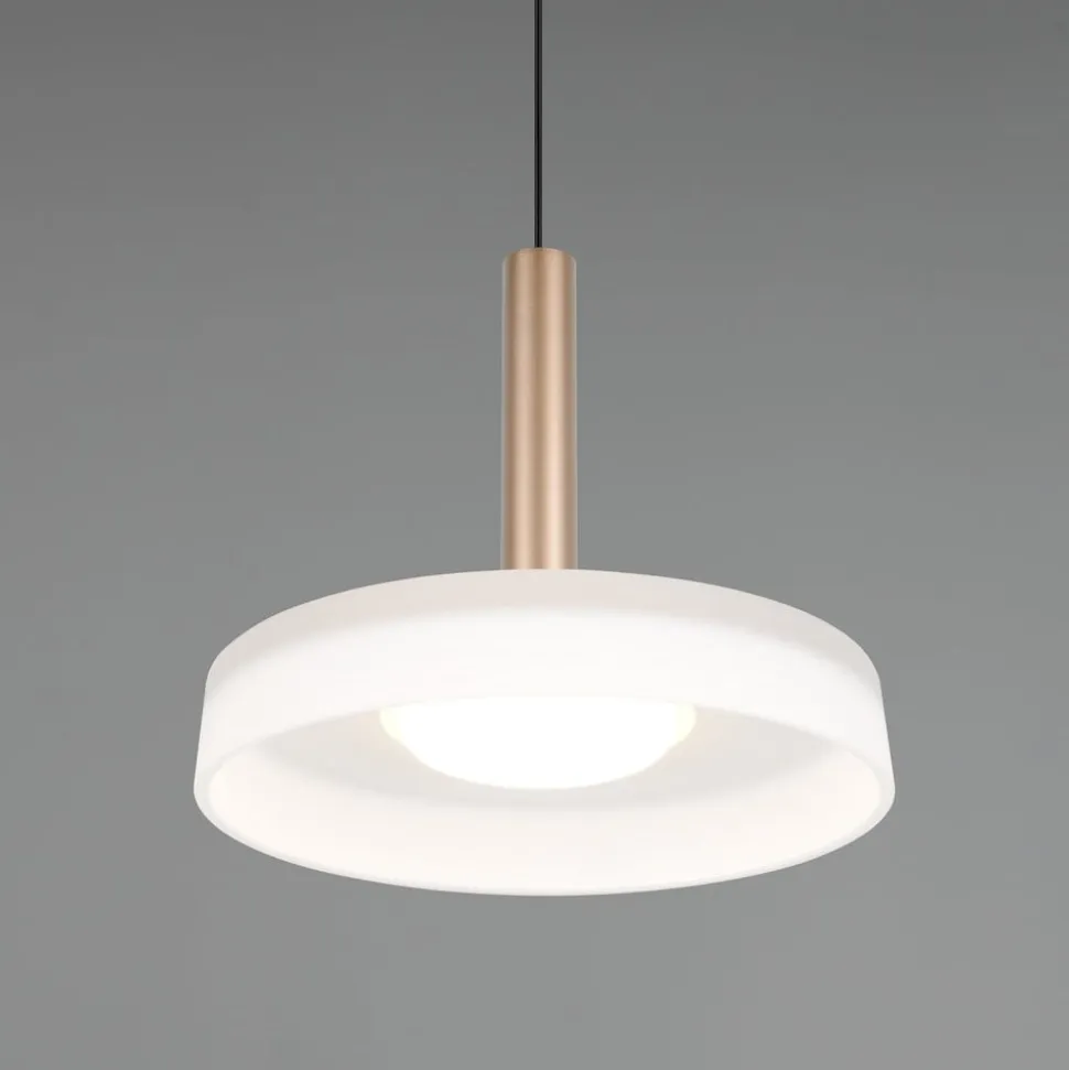 Celeste LED-hængelampe, hvid/brun, Ø 22 cm, glas, dæmpbar