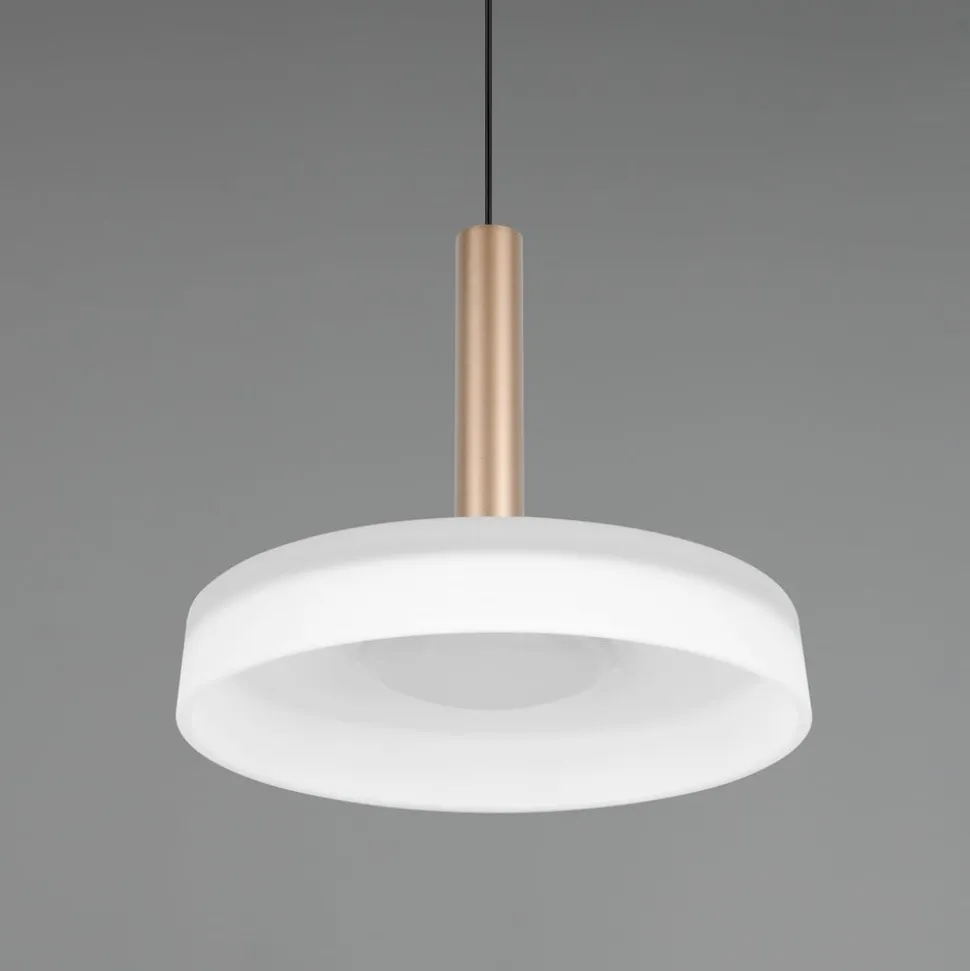 Celeste LED-hængelampe, hvid/brun, Ø 22 cm, glas, dæmpbar