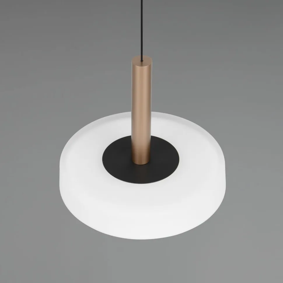 Celeste LED-hængelampe, hvid/brun, Ø 22 cm, glas, dæmpbar