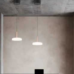 Celeste LED-hængelampe, hvid/brun, Ø 22 cm, glas, dæmpbar