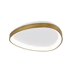 Charlie loftlampe, Ø 45 cm, opalhvid, antik messingfarve