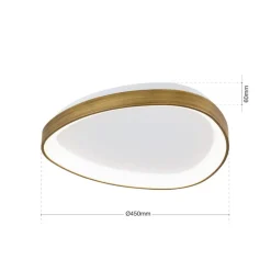Charlie loftlampe, Ø 45 cm, opalhvid, antik messingfarve