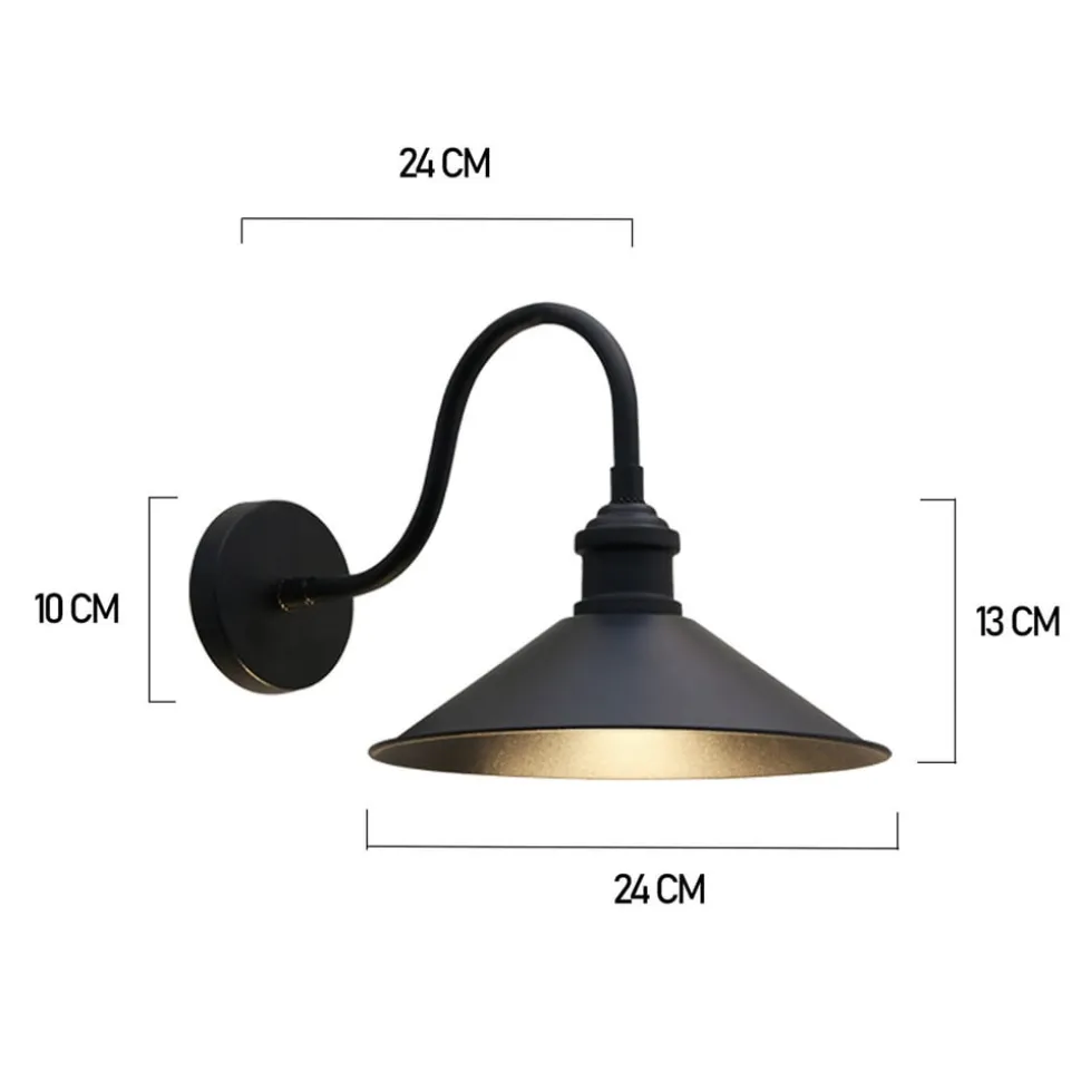 Christer væglampe, sort, bredde 24 cm, metal, E27