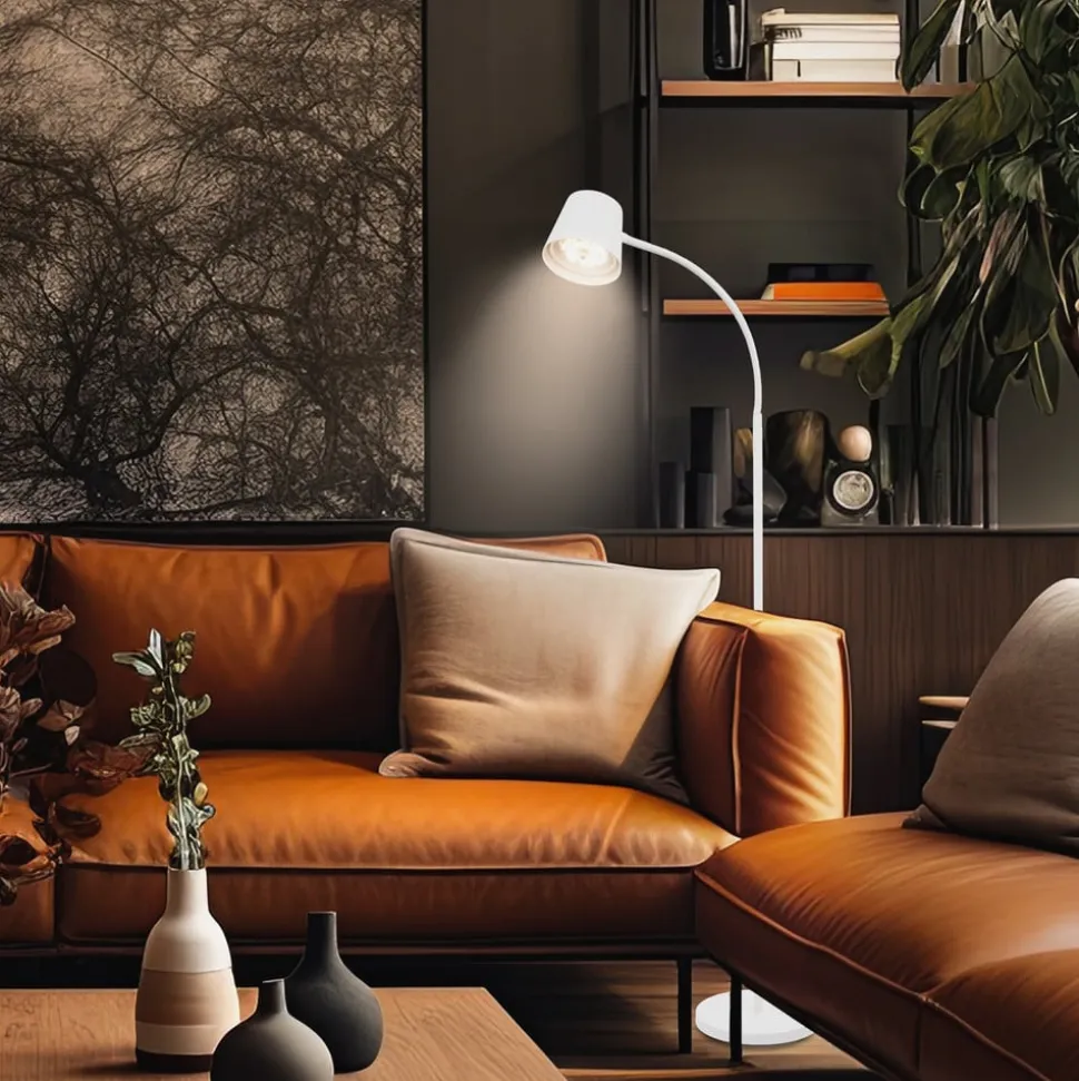 Cielo LED-gulvlampe, hvid, touchdæmper, USB-kabel