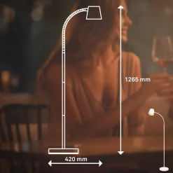Cielo LED-gulvlampe, hvid, touchdæmper, USB-kabel