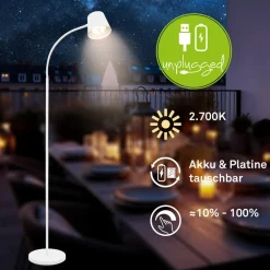 Cielo LED-gulvlampe, hvid, touchdæmper, USB-kabel